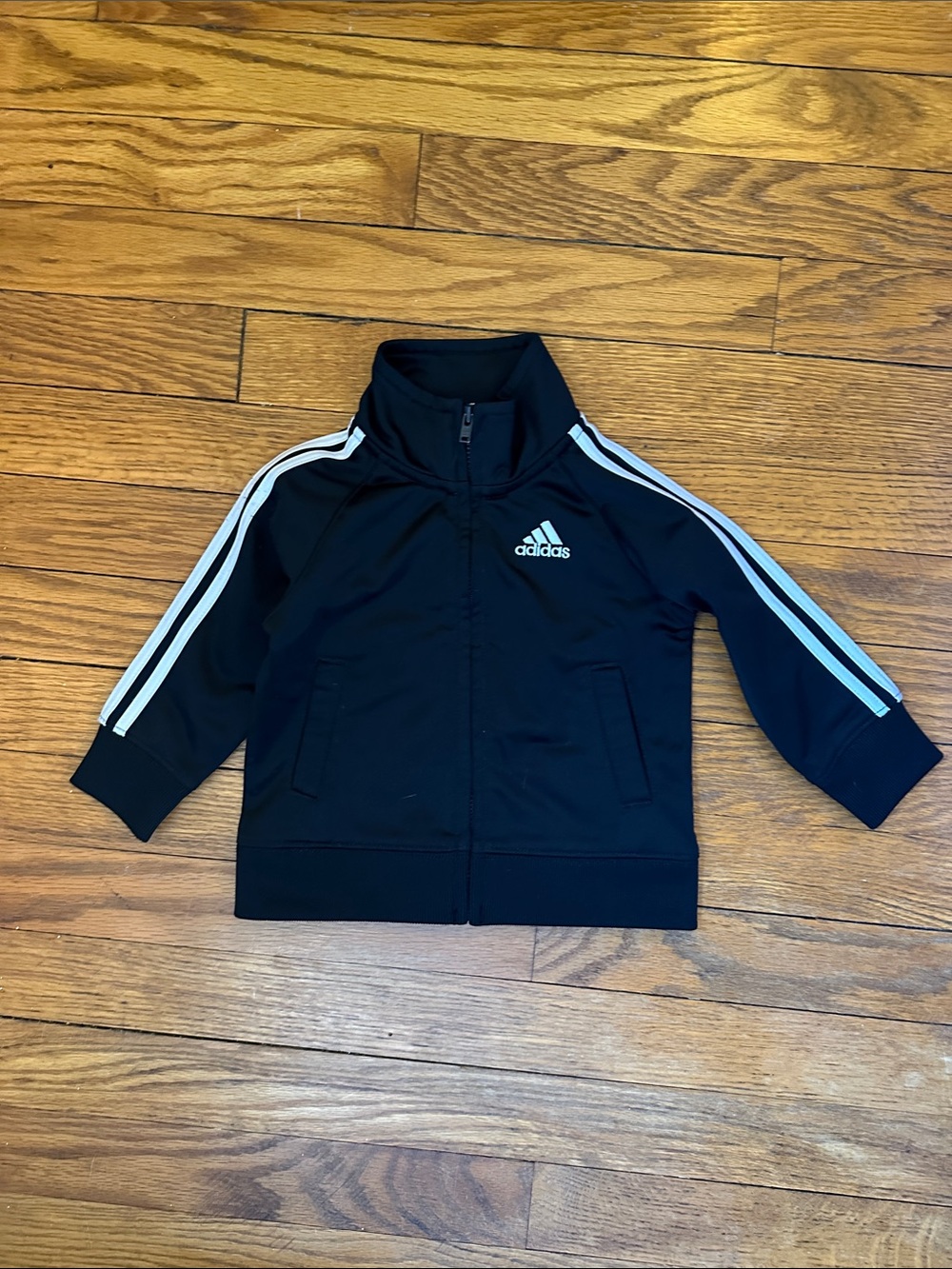 adidas Black Kids Track Jacket with White Stripes